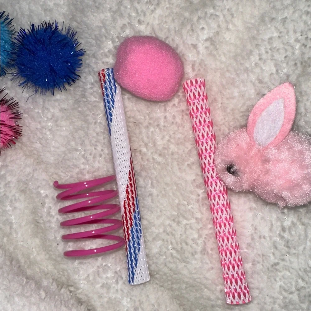 Kitty toy bundle 8 items all New pink blue red and white